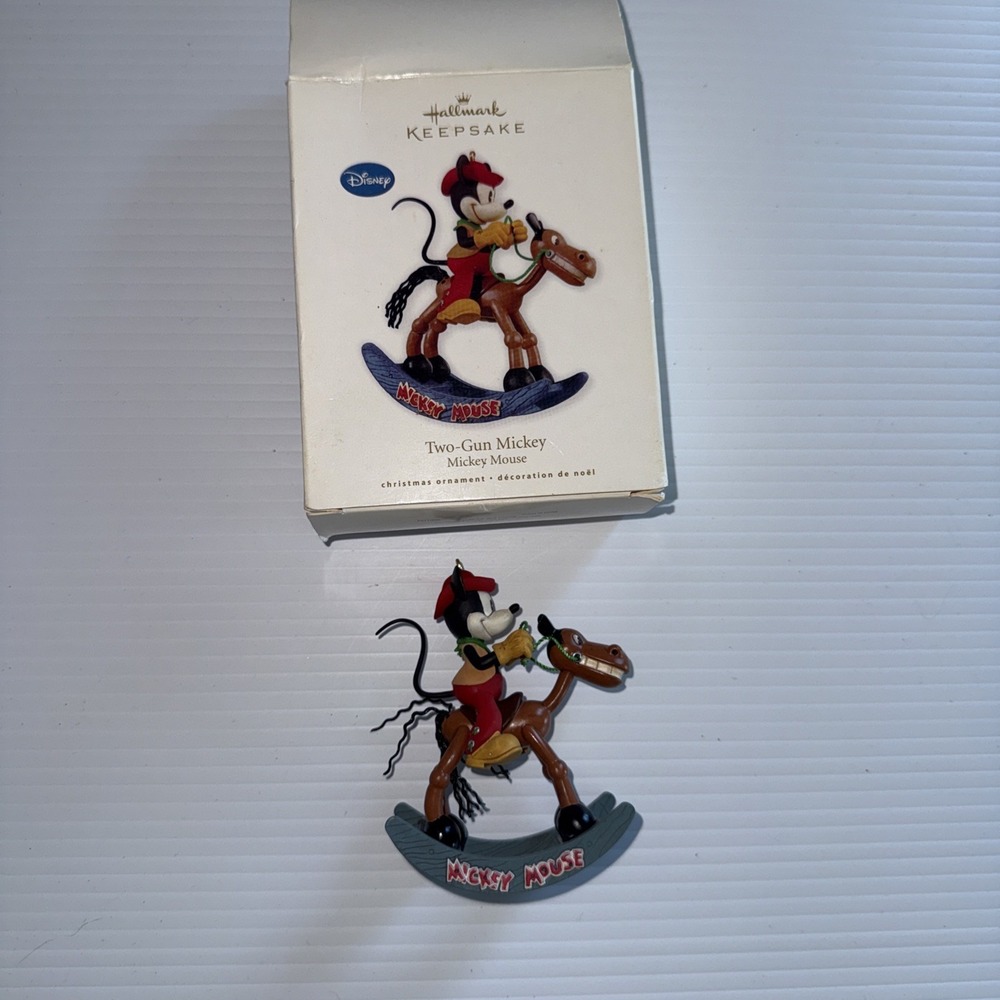 Hallmark Two-Gun Mickey Mouse Christmas Disney‎ Ornament Rocking Horse Cowboy